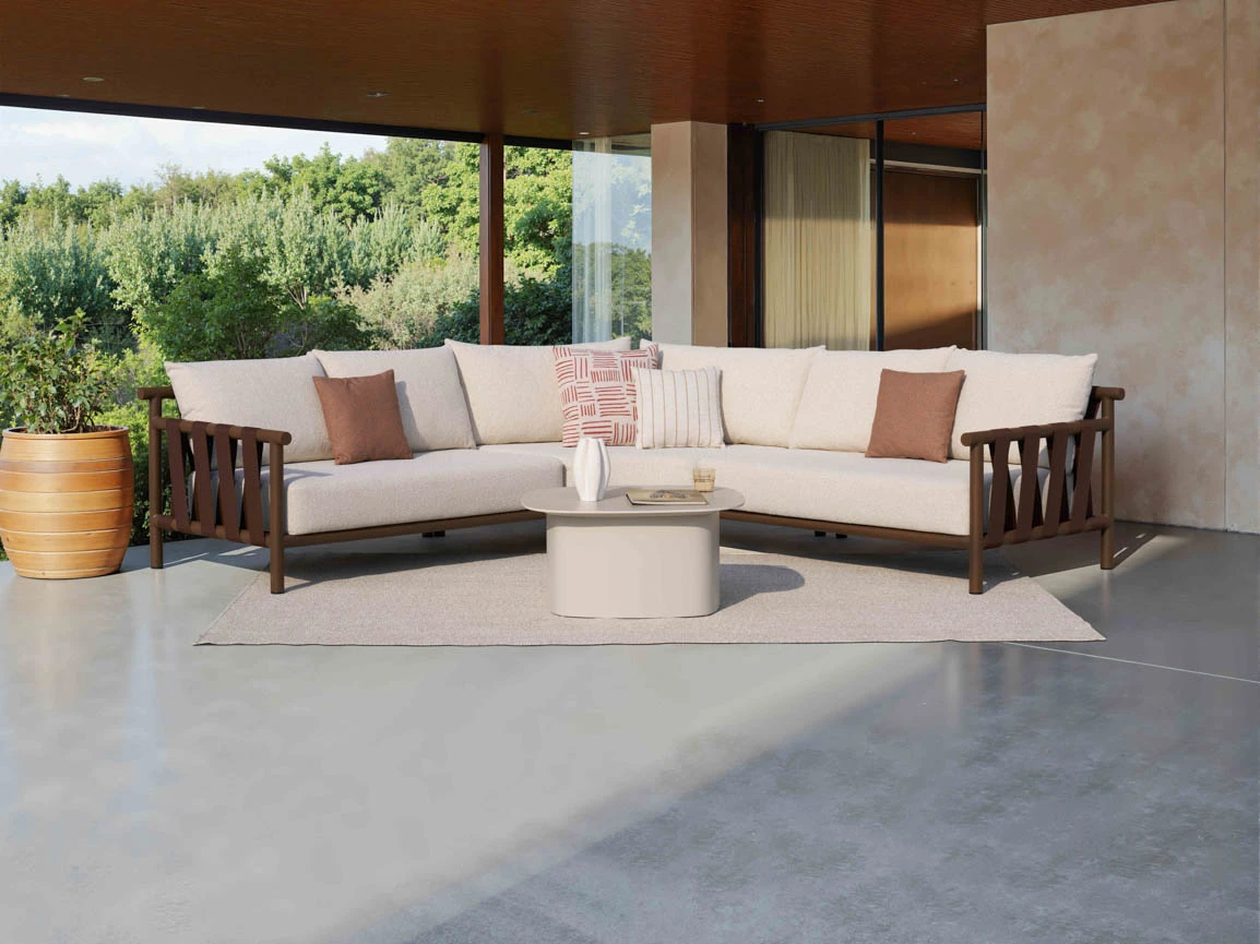 Αρθρωτό σετ καναπέδων εξωτερικού χώρου – All-Aluminium & Teak Lounge για αίθριο, δίπλα στην πισίνα και εσωτερικό χώρο